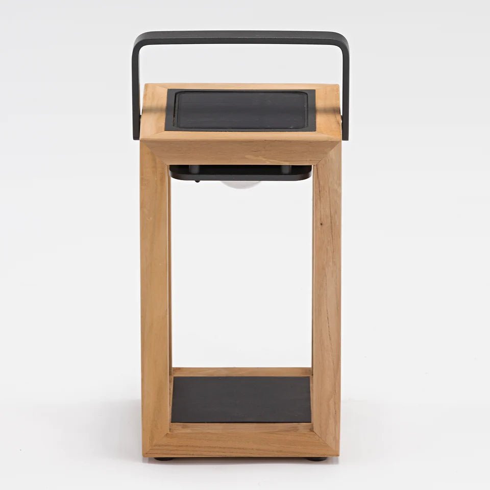 BLOQ Teak Solar Table Lantern - Indoor & Outdoor Use - BLOQ