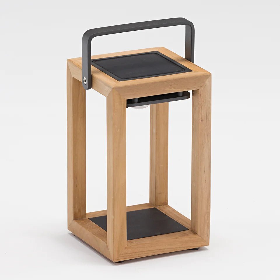 BLOQ Teak Solar Table Lantern - Indoor & Outdoor Use - BLOQ